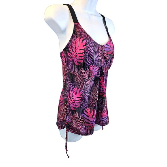 Tempt Me Womens Tropical Print Tankini Swimsuit Set & Boy Shorts Size Med Beach - Picture 5 of 10